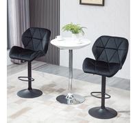 HOMCOM 2 Pièces Tabourets de Bar Rotatifs avec Dossier Réglables en Hauteur Chaise de Bistrot Siège en Velours sans Accoudoirs en Mousse Noir 51,5 x 57,5 x 93-114,5 cm