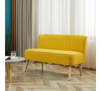 HOMCOM 2-Sitzer Stoffsofa Polstersofa Sitzmöbel Loungesofa Holz Schaumstoff Gelb 117 x 56,5 x 77 cm