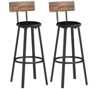HOMCOM 2 tabourets de bar avec repose-pieds et dossier 75,5 cm marron rustique