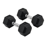 HOMCOM 2 x 4/5/6/8/10/12,5/15/20 Kg Ensemble d'Haltères Courtes Noir | Haltères Musculation, Entraînement Musculaire, Haltérophilie, Métal Caoutchouc, Fitness pour Homme Femme