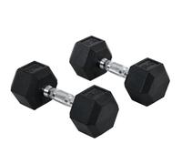 HomCom Ensemble d'haltères courtes 2 x 8 kg – Musculation – Acier/caoutchouc – Noir