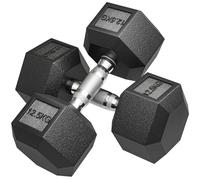 HOMCOM 2 x 4/5/6/8/10/12,5/15/20 Kg Ensemble d'Haltères Courtes Noir | Haltères Musculation, Entraînement Musculaire, Haltérophilie, Métal Caoutchouc, Fitness pour Homme Femme