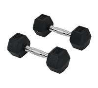 HOMCOM 2 x 4/5/6/8/10/12,5/15/20 Kg Ensemble d'Haltères Courtes Noir | Haltères Musculation, Entraînement Musculaire, Haltérophilie, Métal Caoutchouc, Fitness pour Homme Femme