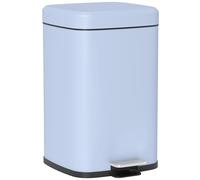 HOMCOM 20L Poubelle à pédale cuisine couvercle soft-close Bleu clair