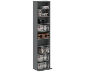 HOMCOM 260 CD/120 DVD Storage Unit, Blu-ray Media Storage Shelf with 9 Compartments and 6 Adjustable Shelves, CD Tower for Living Room, Bedroom, Office, Grey