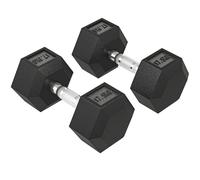HOMCOM 2x17,5 kg haltères hexagonaux caoutchouc pour gym