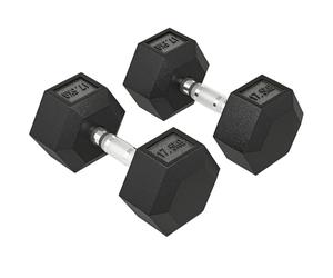 HOMCOM 2x17,5 kg haltères hexagonaux caoutchouc pour gym