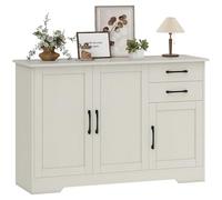 HOMCOM 3 Door Sideboard, Modern Living Room Sideboard, with 2 Drawers, Adjustable Shelf, for Dining Room, Entrance Hall, Bedroom, Cream, 120x38x79 cm, 120x38x79 cm