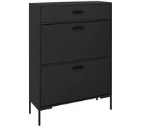 HOMCOM 3 Drawer Shoe Cabinet with 2 Flip Doors, Sliding Out Drawer and Adjustable Shelf for 12 Pairs of Shoes, Narrow Shoe Storage Cabinet for Hallway, Entryway, Black