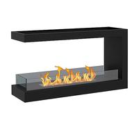 HOMCOM 3-Sided Bioethanol Fireplace with 2.4L Burner and 4-Hour Burn Time, Bio-fireplace with Glass Panel and Cover 30㎡, 100x30x55cm, Black (cheminée bioéthanol à 3 côtés avec brûleur de 2,4 litres et