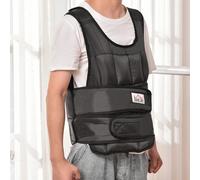 HOMCOM 30 kg Gilet de Poids Gilet d'Entraînement avec 35 Sacs de Poids Réglable Entraînement de Force Fitness Oxford Métal Noir 60 x 50 cm
