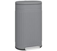 HOMCOM 30 Litre Pedal Bin, Fingerprint Proof Kitchen Bin with Soft-close Lid, Metal Rubbish Bin with Foot Pedal and Removable Inner Bucket, Grey (poubelle en métal avec pédale et seau intérieur