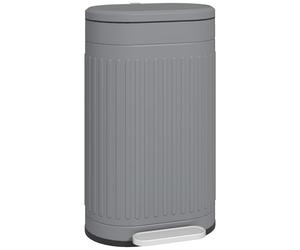 HOMCOM 30 Litre Pedal Bin, Fingerprint Proof Kitchen Bin with Soft-close Lid, Metal Rubbish Bin with Foot Pedal and Removable Inner Bucket, Grey (poubelle en métal avec pédale et seau intérieur