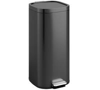 HOMCOM 30L Kitchen Bin with Lid, Compact Pedal Bin with Soft-Close and Stay-Open Lid, Removable Inner Bucket, Fingerprint-Resistant for Kitchen, Home, Office, Bedroom, Black (poubelle de cuisine 30L