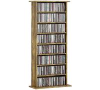 HOMCOM 360 CD/185 DVD Storage Unit, 185 Blu-ray Media Storage Shelf with 8 Compartments and 6 Adjustable Shelves, CD Tower for Living Room, Bedroom, Office, Rustic Brown (Tour CD pour salon, chambre