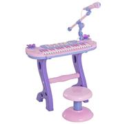 HOMCOM 37 Touches Piano pour Enfants avec Tabouret et Micro, Rose | 12 instruments, 22 pistes musicales, enregistrement, MP3 & karaoké
