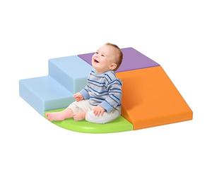 HOMCOM 4 Blocs de Construction XL - modules de motricité - Jouets éducatifs - Parcours motricité Enfant Mousse EPE polyuréthane, Vert, Orange Clair, Violet Clair, Bleu Clair