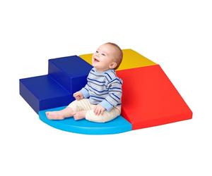 HOMCOM 4 Blocs de Construction XL - modules de motricité - Jouets éducatifs - Parcours motricité Enfant Mousse EPE polyuréthane, Bleu, Jaune, Rouge