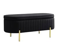 HOMCOM 43" Pouf rangement velours rembourré pieds métal Noir