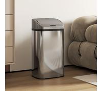HOMCOM 48 L Poubelle à Capteur pour Cuisine ou Bureau, Fonction de Fermeture Automatique, Acier Inoxydable, Argent