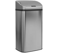 HOMCOM 48 L poubelle de cuisine automatique, poubelle de cuisine en acier inoxydable, capteur infrarouge, fermeture automatique, anti-traces de doigts, pour chambre, bureau, argenté