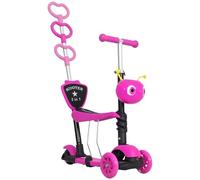 Trottinette enfant évolutive 3 roues - hauteur guidon réglable - canne telescopique - selle dossier amovible rose TU