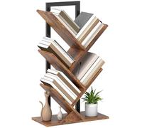 HOMCOM 5-Tier Tree Bookshelf, Industrial Free Standing Bookcase with Steel Frame, Display Storage Unit for Living Room Bedroom Home Office Study, Rustic Brown
