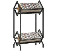 HOMCOM 50 Rangement CD 2 niveaux métal gain de place Noir