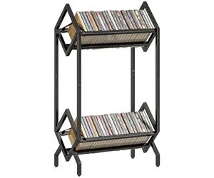 HOMCOM 50 Rangement CD 2 niveaux métal gain de place Noir