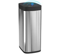 HOMCOM 50L Sensor Bin, poubelle de cuisine automatique sans contact avec détecteur de mouvement, commande manuelle, fonctionnant sur piles, résistante aux empreintes digitales, sans seau intérieur,