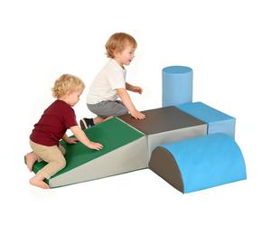 HOMCOM 5PCS Module motricité bébé Parcours motricité bébé Blocs de Construction en Mousse EPE avec Housse en revêtement synthétique - Jouets éducatifs pour Enfants d'âge préscolaire, Multicolore