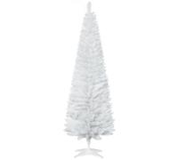 HOMCOM 6ft Sapin de Noël Artificiel Non éclairé, Pencil Slim, Blanc | Support solide, Branches réalistes