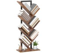 HOMCOM 7-Tier Tree Bookshelf, Industrial Free Standing Bookcase with Steel Frame, Display Storage Unit for Living Room Bedroom Home Office Study, Rustic Brown