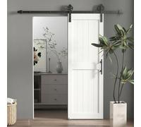 HOMCOM 72x213cm Porte grange coulissante kit quincaillerie 152cm Blanc