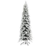 HOMCOM 7ft Sapin de Noël artificiel crayon flocage neige Vert