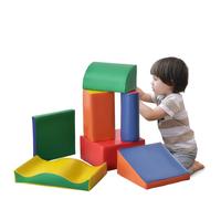 HOMCOM 7PCS Module motricité bébé Parcours motricité bébé Blocs de Construction en Mousse EPE avec Housse en polyuréthane - Jouets éducatifs pour Enfants d'âge préscolaire, Multicolore