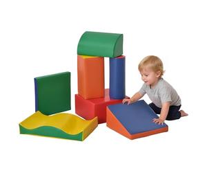 HOMCOM 7PCS Module motricité bébé Parcours motricité bébé Blocs de Construction en Mousse EPE avec Housse en polyuréthane - Jouets éducatifs pour Enfants d'âge préscolaire, Multicolore