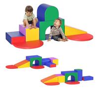 HOMCOM 7PCS Parcours motricité bébé, Jouet d'escalade, Mousse Blocs de Construction avec revêtement synthétique, Jouets éducatifs pour Enfants d'âge préscolaire, Multicolore