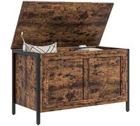 HOMCOM 95L Coffre de Style Industriel avec Couvercle à charnière de sécurité, Banc de Rangement Polyvalent pour Le Salon et l'entrée, 80x40x49cm, Rustic Brown