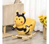 HOMCOM Animal à Bascule pour Enfants en Forme d'Abeille en Bois de Peuplier avec Musique, 60x33x45 cm, Jaune et Noir