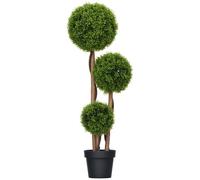 Plante artificielle - HOMCOM - buis avec 3 boules feuilles bambou pot inclus réalisme - plastique - 110 cm - vert