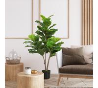 HOMCOM Arbre Artificiel de Figuier Violoncelle 110cm Plante Artificielle, Plante Artificielle en Pot, Décoration Cadeau