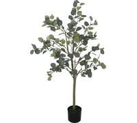 HOMCOM Arbre artificiel Eucalyptus grand 150 cm Plante artificielle Eucalyptus en pot, arbre artificiel comme un vrai avec herbe artificielle