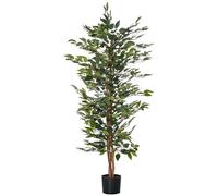 HOMCOM Arbre Artificiel Plante Artificiel ficus Hauteur 1,5 m Tronc Branches Liane Lichen Feuilles Grand réalisme Pot Inclus