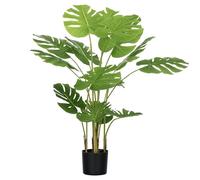 HOMCOM Arbre Artificiel Plante Artificielle Monstera deliciosa avec Pot Inclus Hauteur 120 cm intérieure Vert