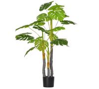 HOMCOM Arbre artificiel plante artificielle monstera H.1,2 m tronc branches lichen feuilles de tortue grand réalisme pot inclus