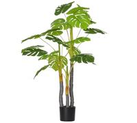 HOMCOM Arbre Artificiel Plante Artificielle Monstera H.1,2 m Tronc Branches Lichen Feuilles de Tortue Grand réalisme Pot Inclus