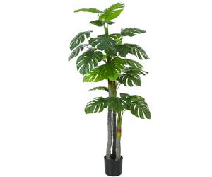 HOMCOM Arbre Artificiel Plante Artificielle Monstera H.1,5 m Tronc Branches Lichen Feuilles de Tortue Grand réalisme Pot Inclus
