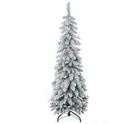 HomCom Arbre de Noël artificiel 135 cm 253 branches vert – support acier, enneigé, socle pliable