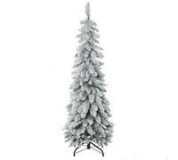 HOMCOM Arbre de Noël Artificiel 135 cm Sapin de Noël avec Support en Acier 253 Branches enneigées Socle Pliable Vert